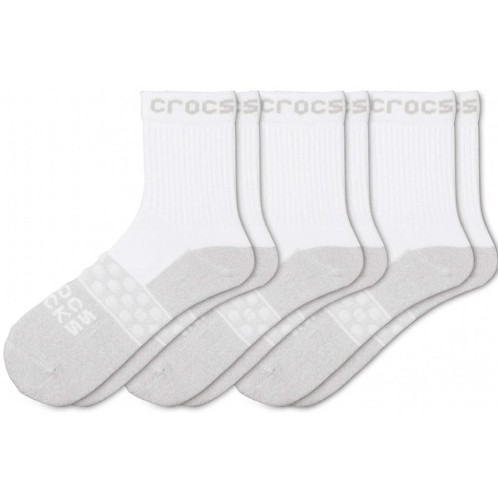 White Women's Crocs Adult Quarter Solid 3-Pack Socks | NZ 1630KORI